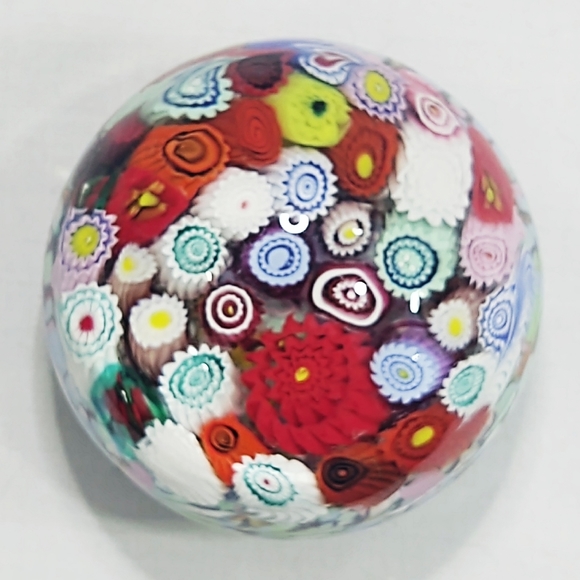 Vintage Large Murano Art Glass Millefiori Multicolored Paperweight - Picture 3 of 9